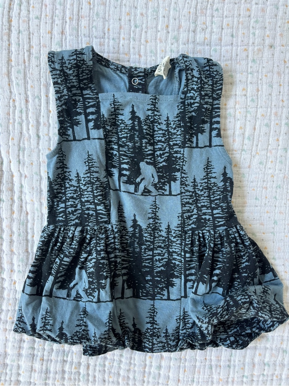 kate quinn Light Blue Tank Top with Black Forest & Bigfoot Print